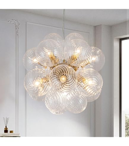 SHULZ BUBBLE20 WHITE 20インチ Bubble Chandelier Light Fixture, 20-inch Diameter Threaded Clear